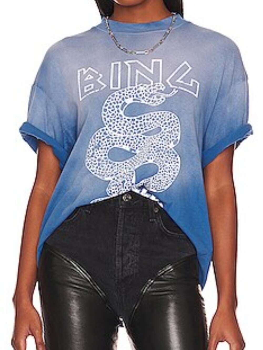 ANINE 100% Organic Cotton BING ashton tee snakewashed electric Blue Tshirt Sz XS
